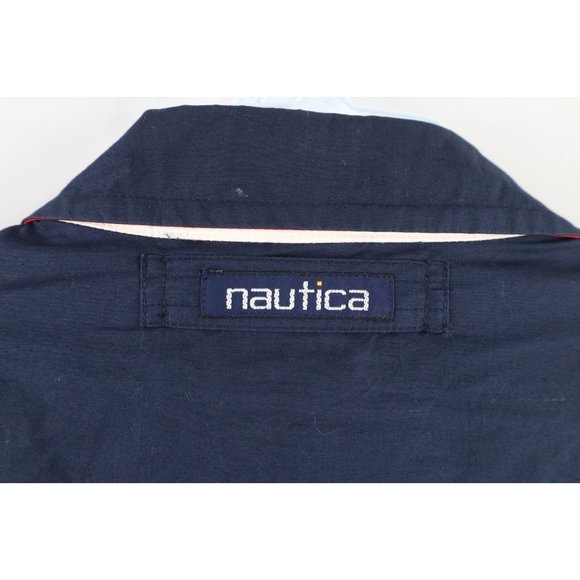 Vintage 90s Nautica Mens Medium Distressed Spell Out Sailing Windbreaker Jacket - Picture 14 of 14